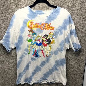 Sailor Moon Anime T Shirt Mens XL Multicolor Tie Dye Cotton Graphic Print Casual